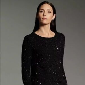 Narciso Rodriguez for Design Nation Elegant Black Sequin Women's Sweater